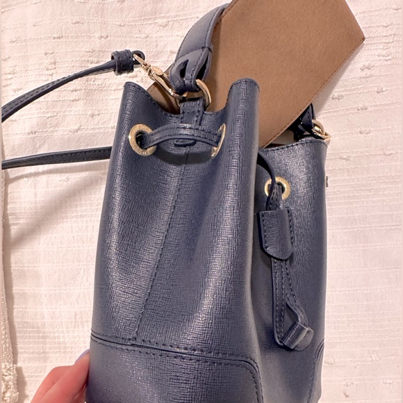 Furla Women's Stacy Mini Drawstring Bucket Bag Blue/Navy - Picture 11 of 16